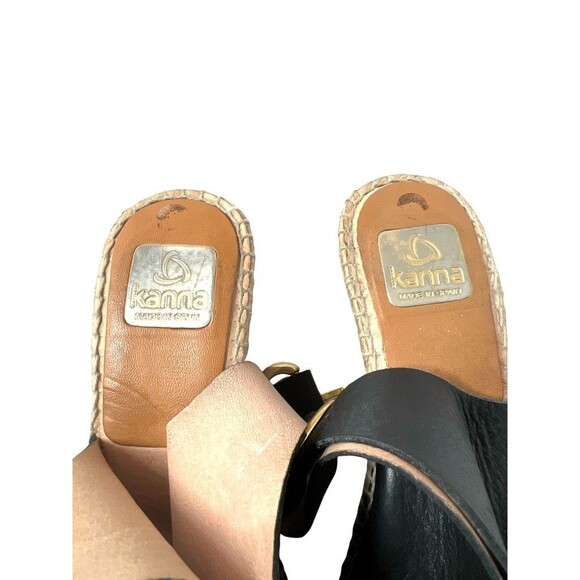 KANNA  Black Wedge Platform Espadrille Heels, Made in Spain, 9 - Picture 7 of 9